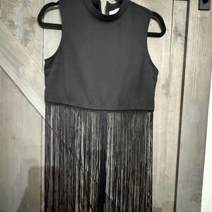 Black Fringe Sleeveless Top